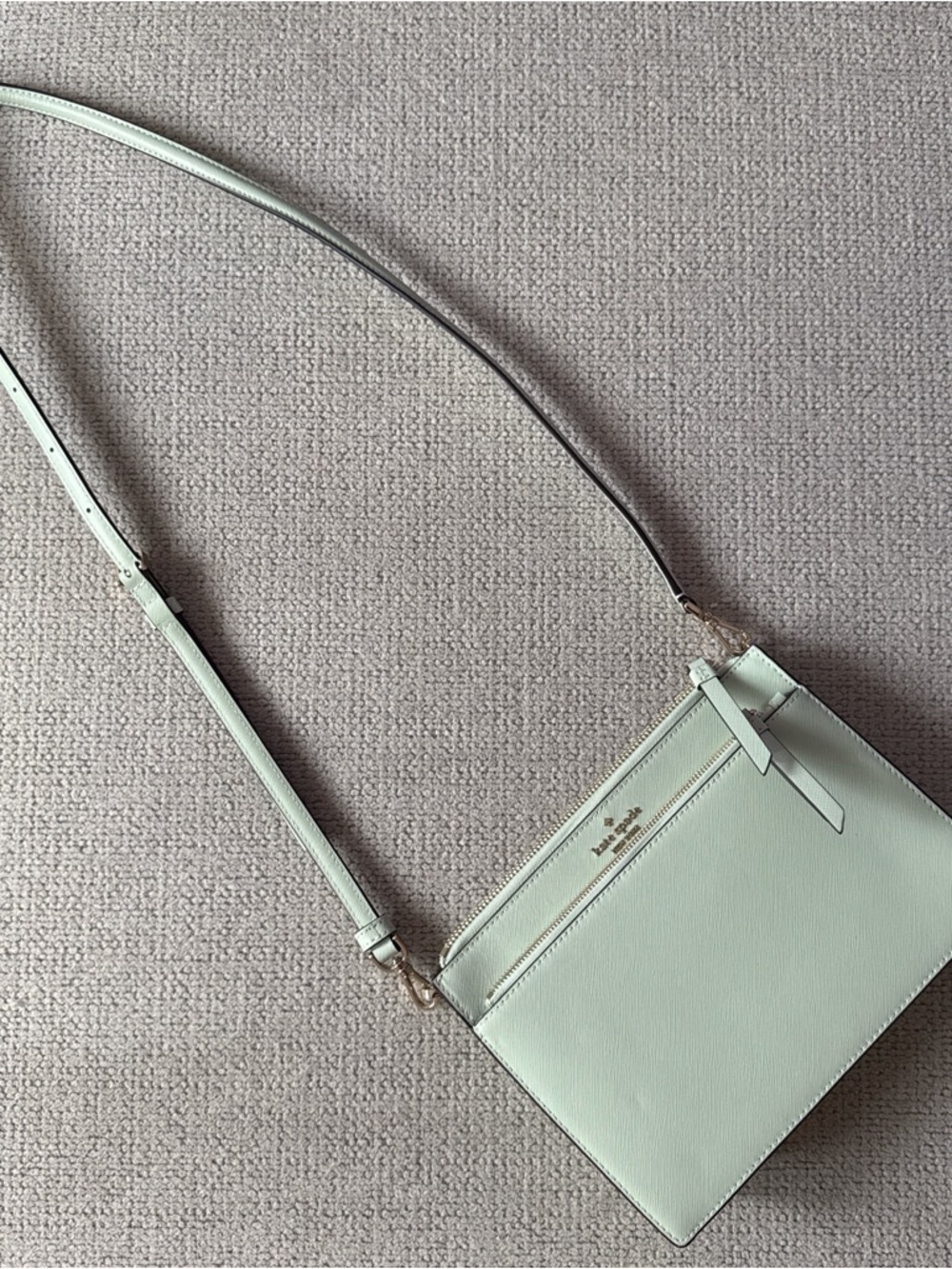 kate spade Pale Mint Leather Crossbody with Gold Logo